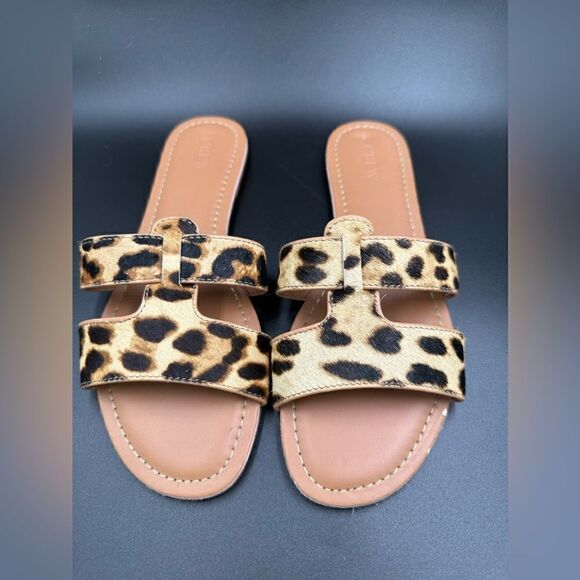 J. Crew Leopard hair-calf flats EUC slip on, easy summer style size 7 M - Picture 1 of 7